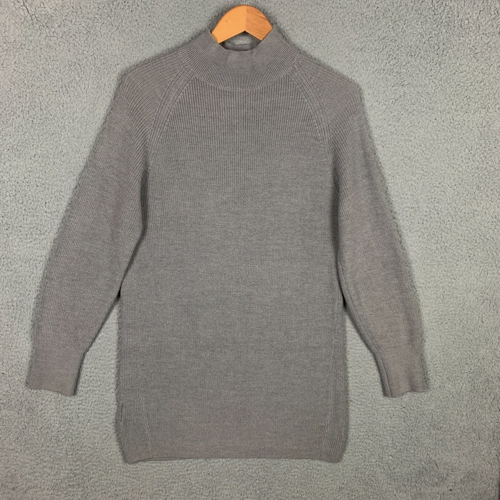 Lululemon Sweater Dress Sz 6 Heather Gull Grey Merino Wool Blend Knit Mock Neck